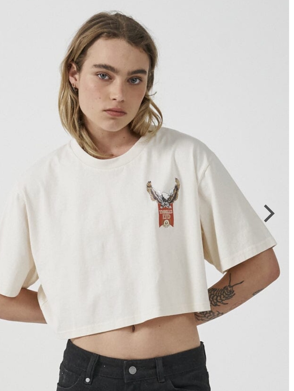Thrills All for One Cream Cropped Graphic Tee 🦅